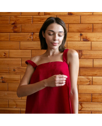 Полотенце вафельное женское для сауны (килт) 75х150см красное