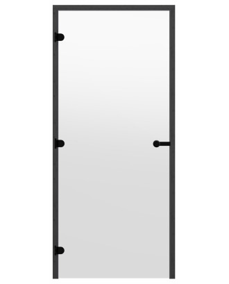 Стеклянные двери для сауны HARVIA 9x19 прозрачные (рамка из черной сосны) ДВЕРИ ДЛЯ САУНЫ