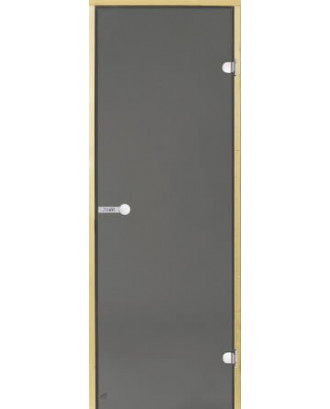 Двери HARVIA для сауны 70x190 см, серые, 8 мм, 2 петли, осина, ролик