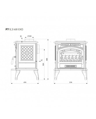 Чугунная печь KAWMET P7 9,3 кВт ОТОПЛЕНИЕ ПЕЧИ