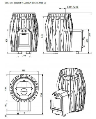 Дровяная каменка для сауны — COSY WOOD 12OG-TW ДРОВЯНЫЕ ПЕЧИ ДЛЯ САУНЫ