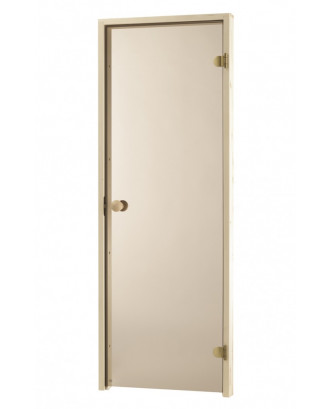Дверь для сауны 70x190см бронза, 8мм, 2 петли, осина, ролик