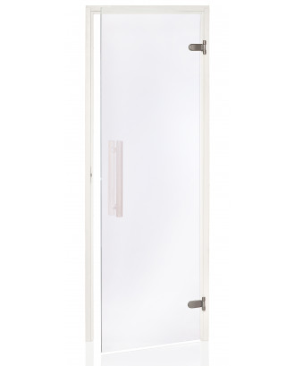 Дверь для сауны белая, осина, прозрачная, 80x200см ДВЕРИ ДЛЯ САУНЫ