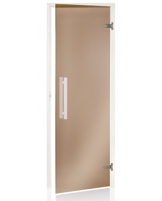 Дверь для сауны белая, осина, бронза, 90x210 см
