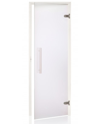 Дверь для сауны, белая, осина, прозрачная матовая, 80x190 см ДВЕРИ ДЛЯ САУНЫ