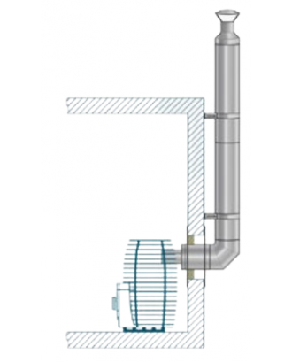 Дымоходный комплект HUUM H310202 - подключение через стену сзади ДРОВЯНЫЕ ПЕЧИ ДЛЯ САУНЫ
