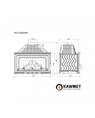 Каминная топка KAWMET W15 13,5 кВт ECO КАМИНЫ