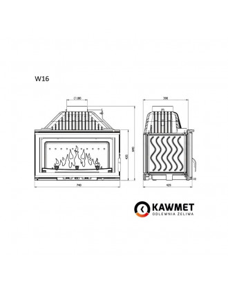 Каминная топка KAWMET W16 13,5 кВт КАМИНЫ